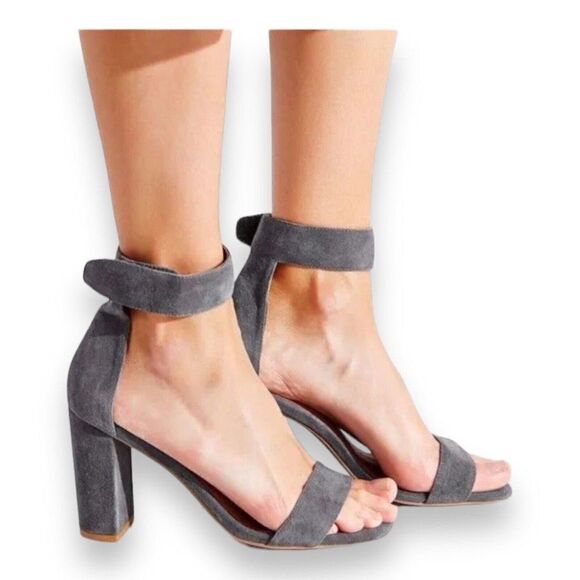 Jeffrey Campbell Heel Holvey Women's 9.5 Sandals Gray Block Ankle Strap Open Toe - Picture 6 of 12